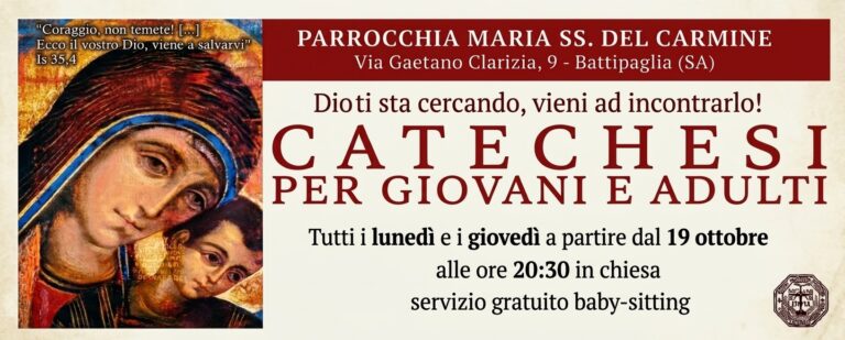 19 OTTOBRE: Catechesi per Giovani e Adulti